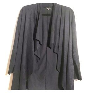 Dark Blue Suede Sweater with Tie